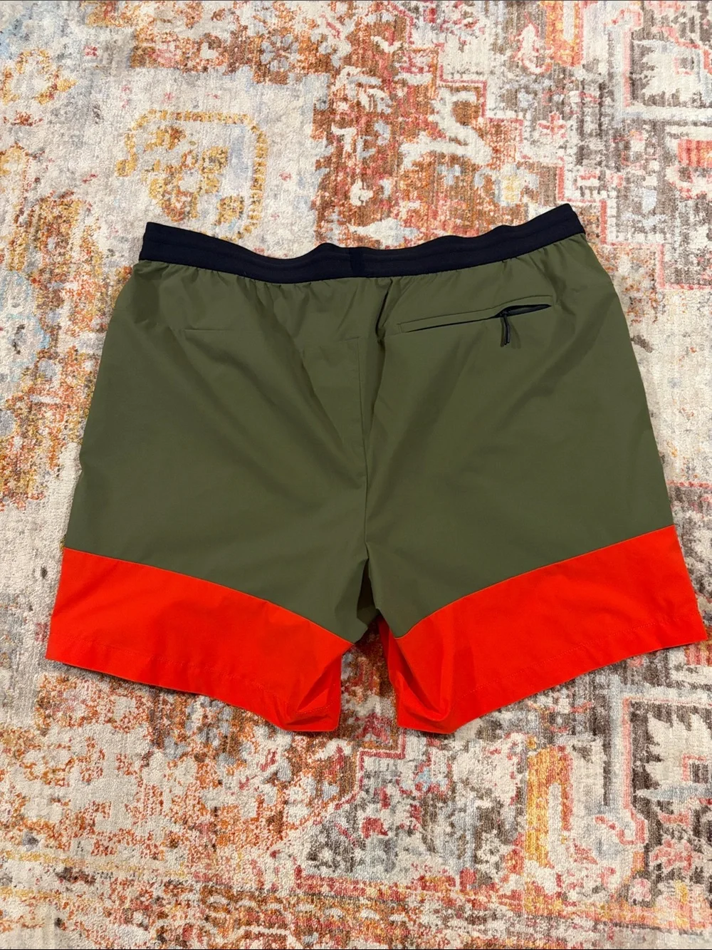 Banana Republic Olive & Orange Colorblock Hybrid Shorts